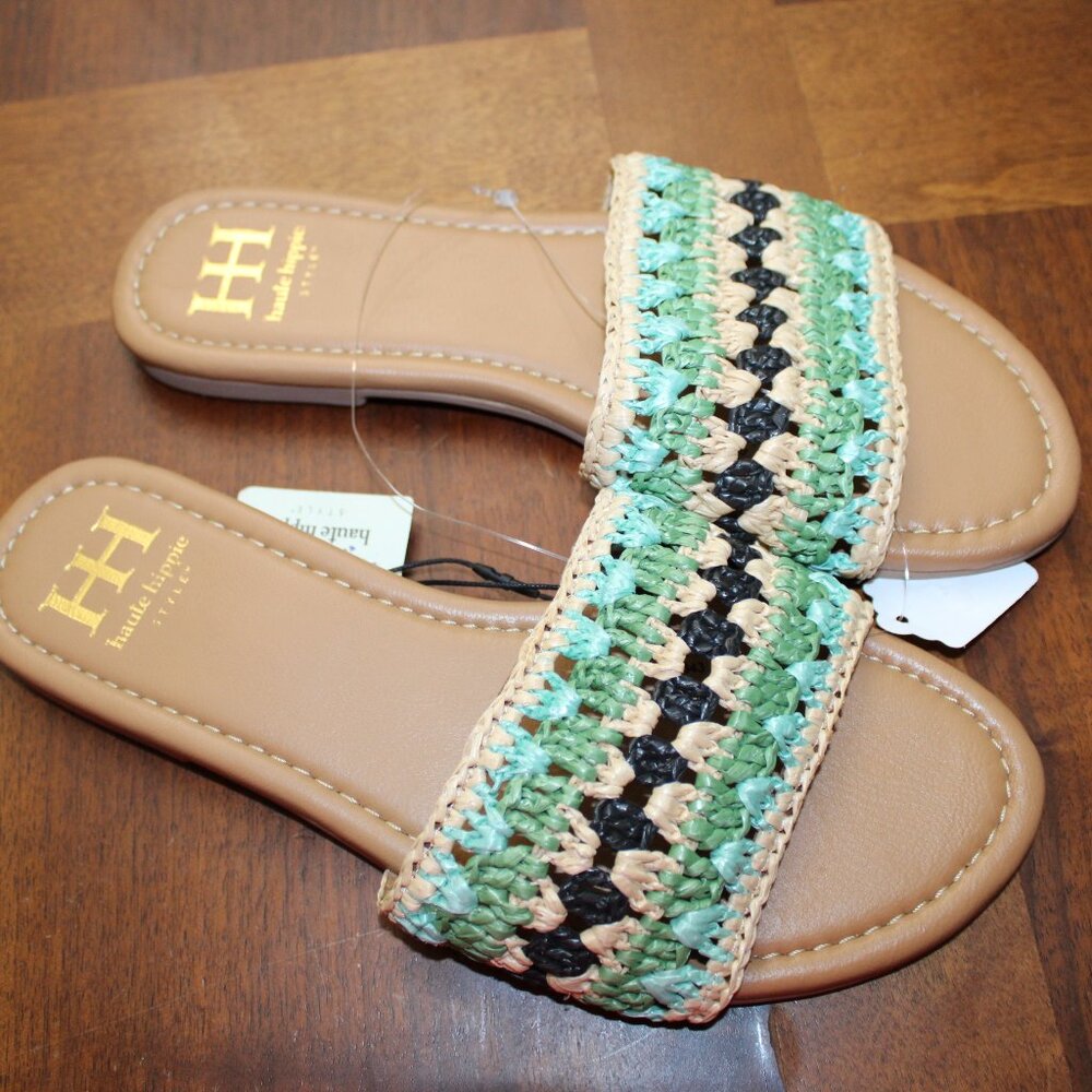 Haute Hippie Multicolor Woven Strap Flat Sandals Size 8 NWOB